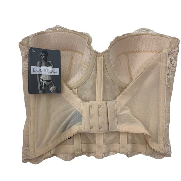 Dominique Womens Lace Longline Strapless Bra Bustier 32C Beige Adj Back Closure - Picture 2 of 11